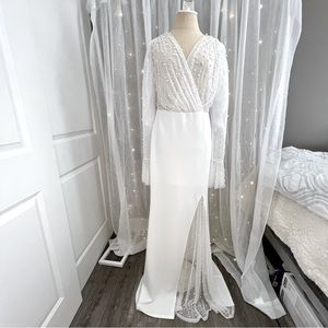 Fashion Nova Pearl Embellished Gown